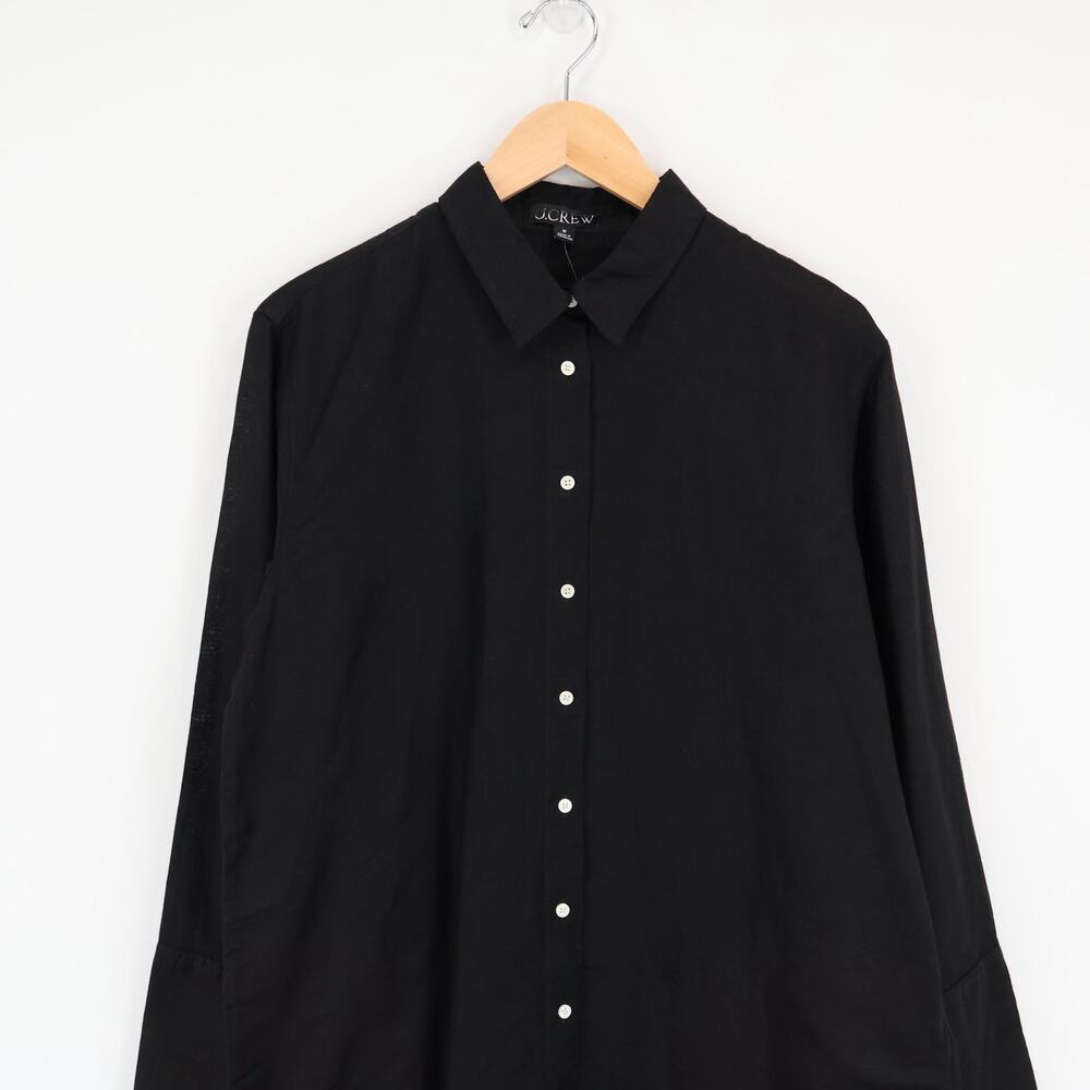 J.Crew Relaxed Fit Beach Shirt Linen Cotton Blend Black Size Medium NWT - Picture 3 of 8